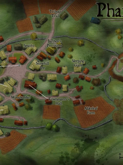 Alternative view of Phandalin Fantasy Canvas Print from Elven Tower Cartography