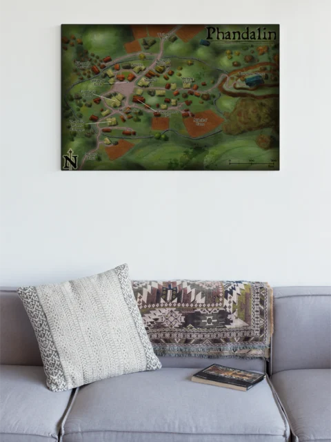Phandalin Fantasy Canvas Print from Elven Tower Cartography