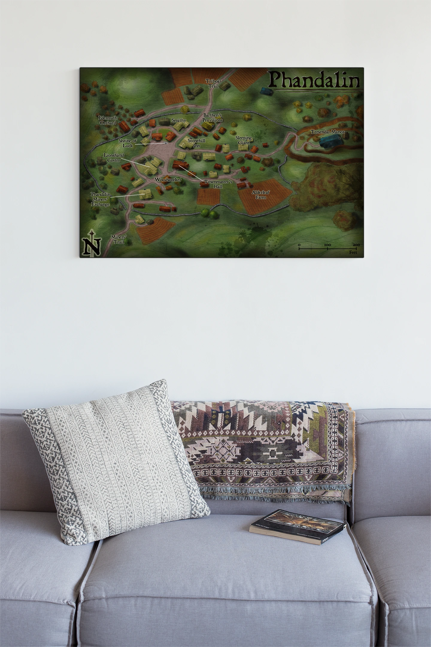 Phandalin Fantasy Canvas Print from Elven Tower Cartography