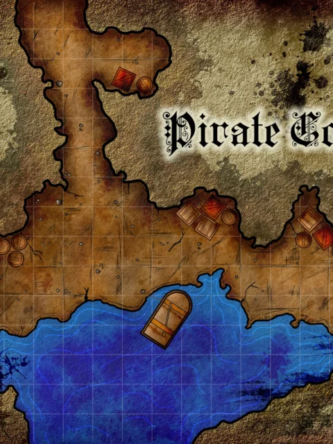 Alternative view of Pirate Cove Fantasy Canvas Artwork from Elven Tower Cartography