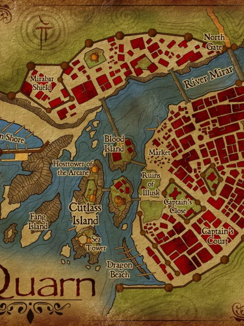 Alternative view of Quarn Fantasy Wall Art from Elven Tower Cartography
