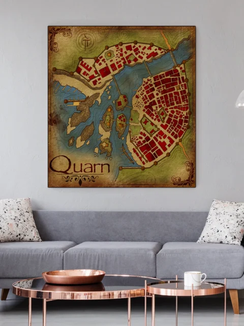 Quarn No Labels Fine Art Canvas from Elven Tower Cartography