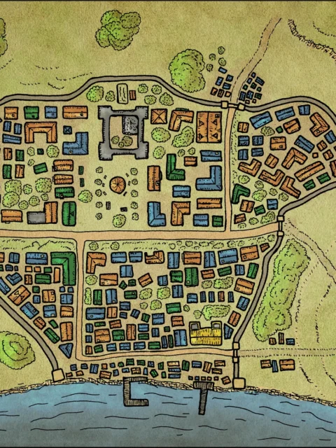 Alternative view of Raven Town Gallery Canvas Print from Elven Tower Cartography