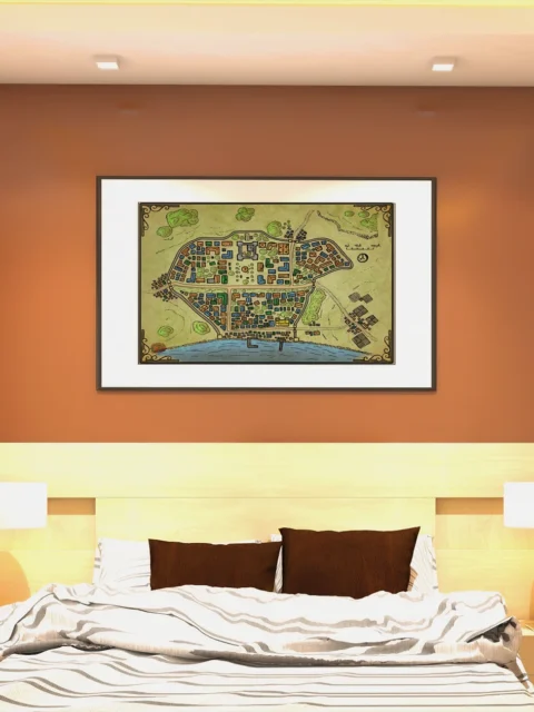 Raven Town Gallery Canvas Print from Elven Tower Cartography