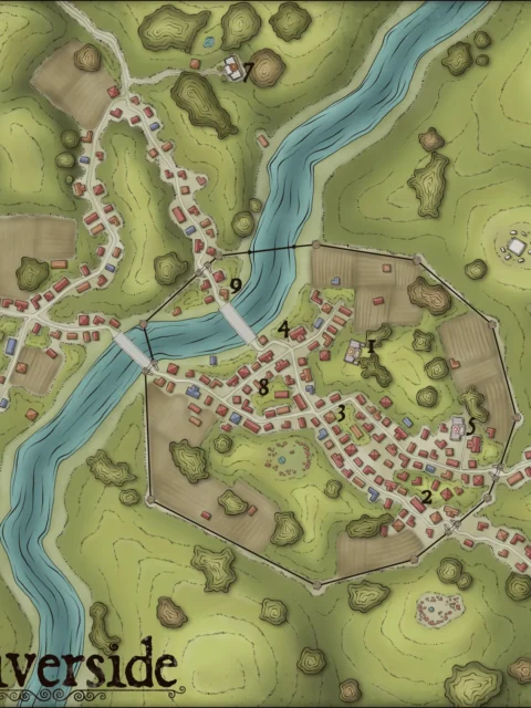 Alternative view of Riverside Gallery Archival Print from Elven Tower Cartography