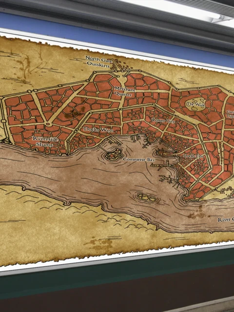 Riverside City Canvas Wall Art from Elven Tower Cartography