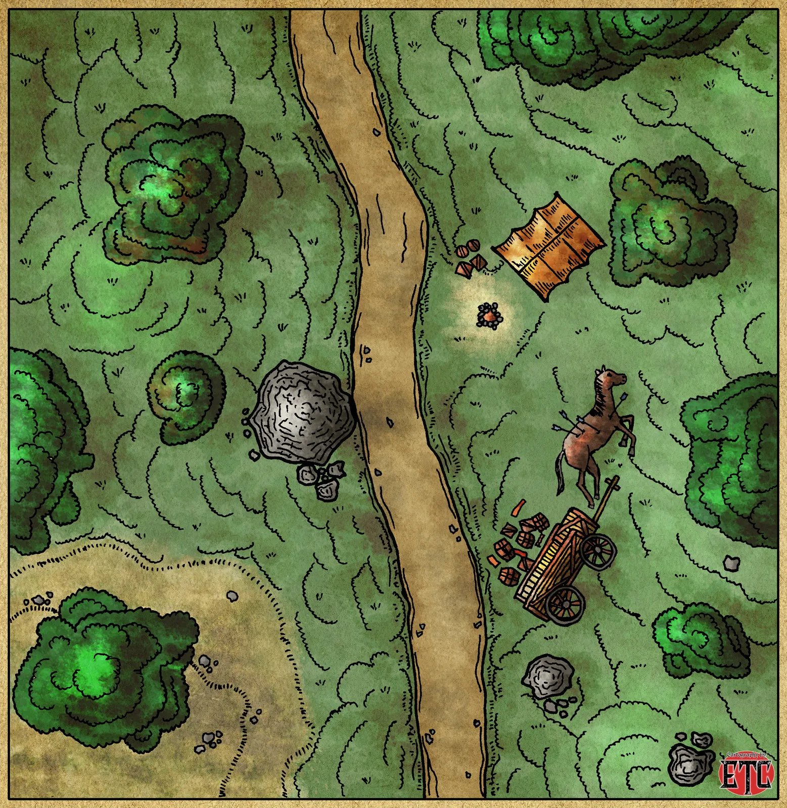 Road Encounter No Labels Canvas Print from Elven Tower Cartography - Image 2