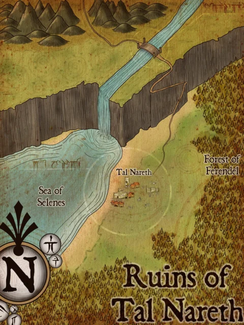 Alternative view of Ruins Of Tal Noreth Fantasy Canvas Artwork from Elven Tower Cartography