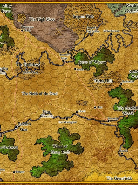 Alternative view of Seaside Kingdom Hex Fantasy Wall Art from Elven Tower Cartography