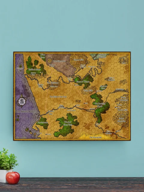 Seaside Kingdom Hex Fantasy Wall Art from Elven Tower Cartography