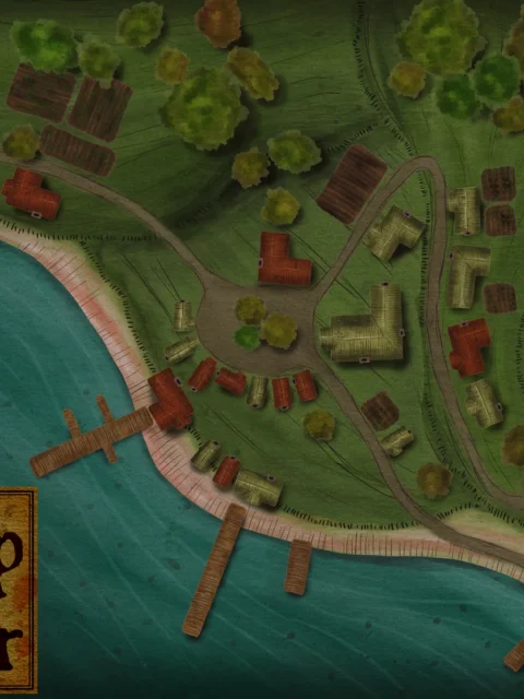 Alternative view of Shrimp Harbor Canvas Wall Art from Elven Tower Cartography
