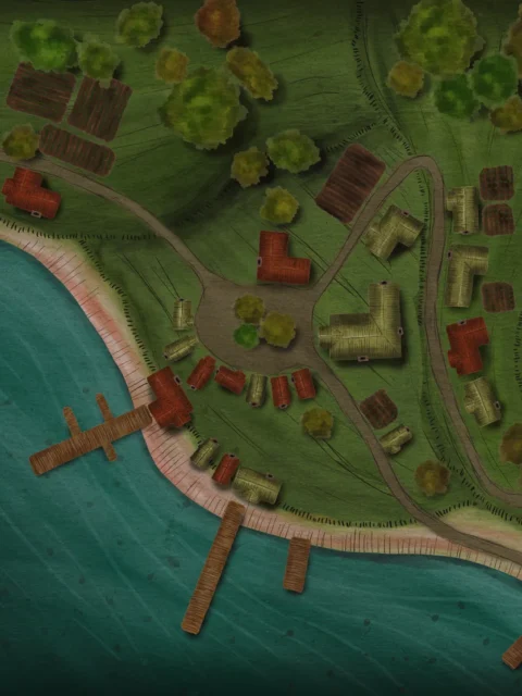 Alternative view of Shrimp Harbor No Labels Fantasy Art Print from Elven Tower Cartography