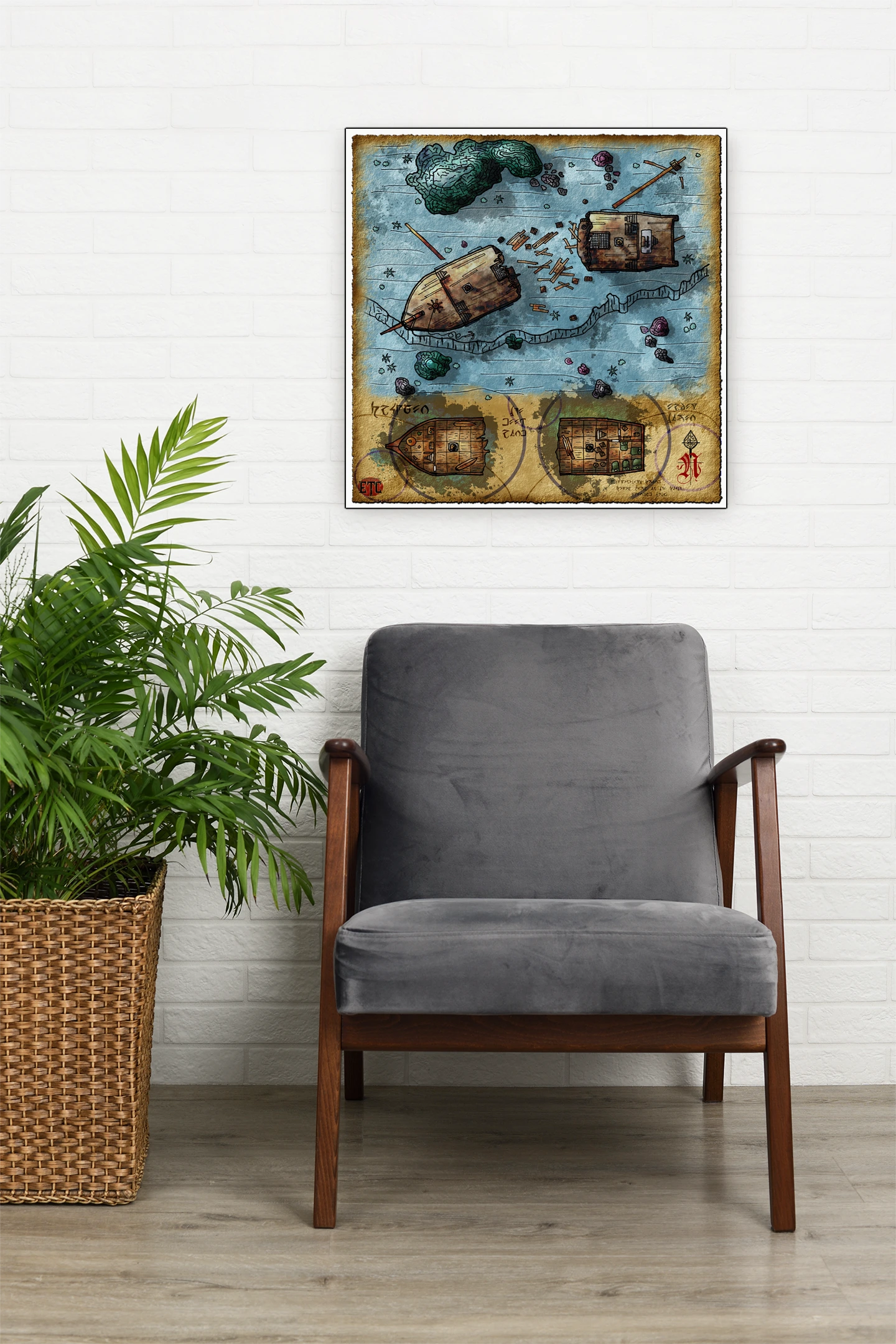 Sunken Ship Fantasy Canvas Print from Elven Tower Cartography - Image 5