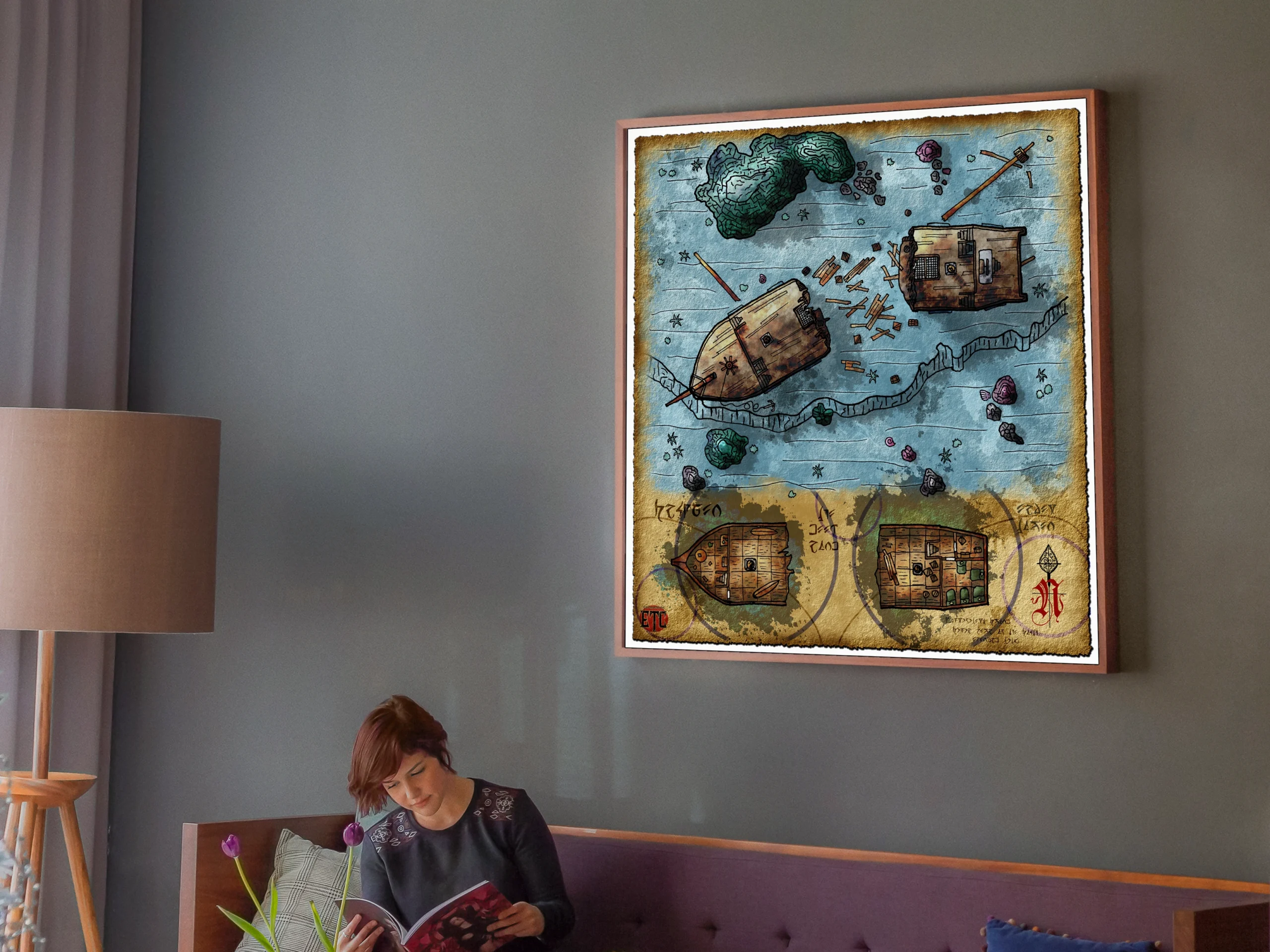 Sunken Ship Fantasy Canvas Print from Elven Tower Cartography - Image 3