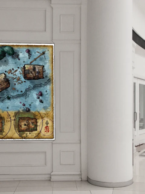 Sunken Ship Fantasy Canvas Print from Elven Tower Cartography