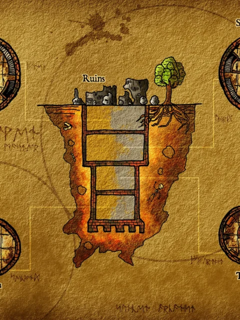 Alternative view of Sunken Tower Fine Art Canvas from Elven Tower Cartography