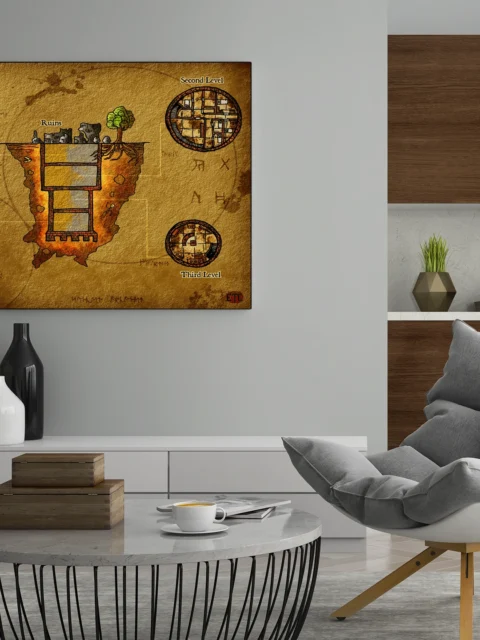 Sunken Tower Fine Art Canvas from Elven Tower Cartography