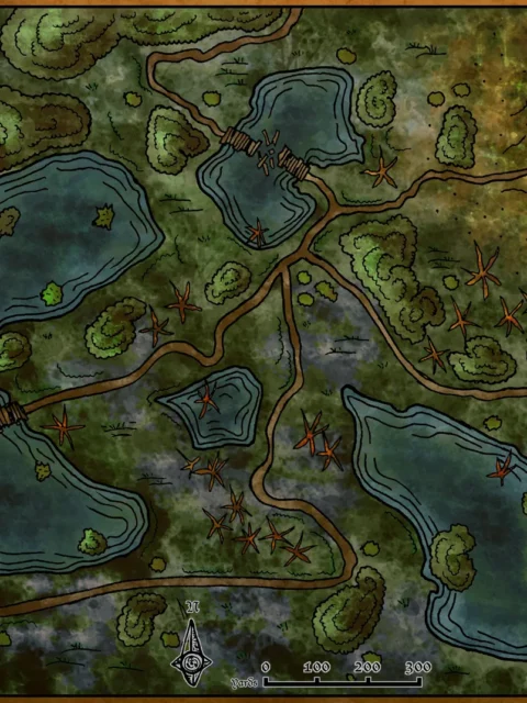 Alternative view of Swamp Exploration Fantasy Art Print from Elven Tower Cartography