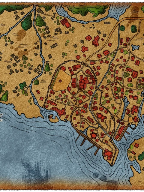 Alternative view of Swamp Settlement Canvas Wall Art from Elven Tower Cartography