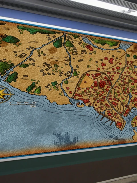 Swamp Settlement Canvas Wall Art from Elven Tower Cartography