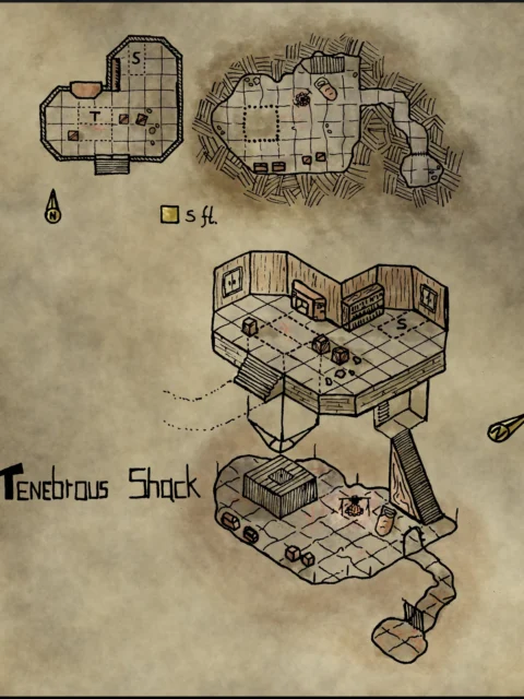 Alternative view of Tenebrous Shack Canvas Print from Elven Tower Cartography