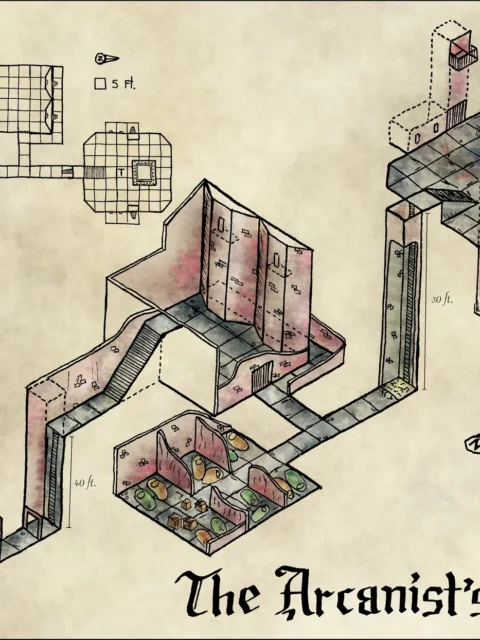 The Arcanist S Lair Fantasy Canvas Artwork from Elven Tower Cartography