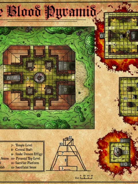 Alternative view of The Blood Pyramid Fine Art Canvas from Elven Tower Cartography