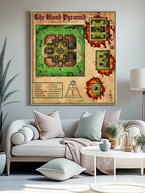 The Blood Pyramid Fine Art Canvas from Elven Tower Cartography