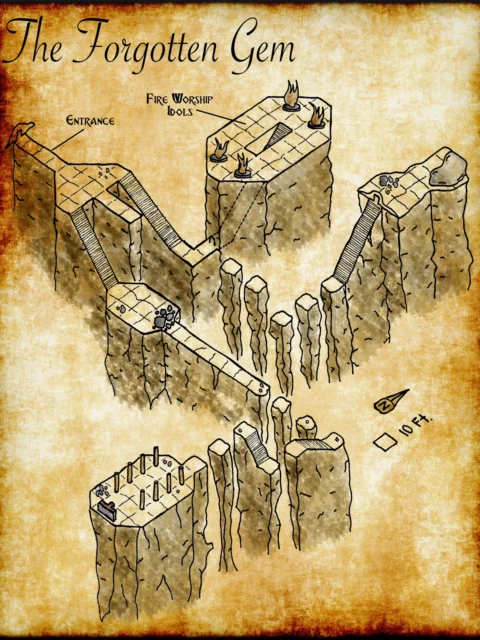 Alternative view of The Forgotten Gem Canvas Art Print from Elven Tower Cartography
