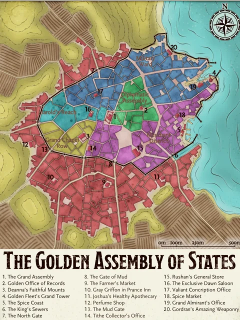 Alternative view of The Golden Assembly Of States Gallery Archival Print from Elven Tower Cartography