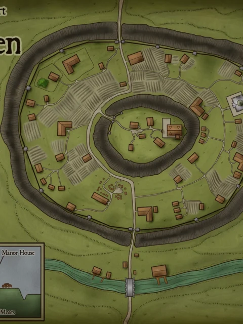 Alternative view of The Hillfort Of Ashben No Labels Canvas Print from Elven Tower Cartography