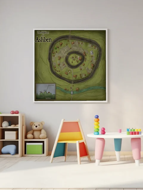 The Hillfort Of Ashben No Labels Canvas Print from Elven Tower Cartography