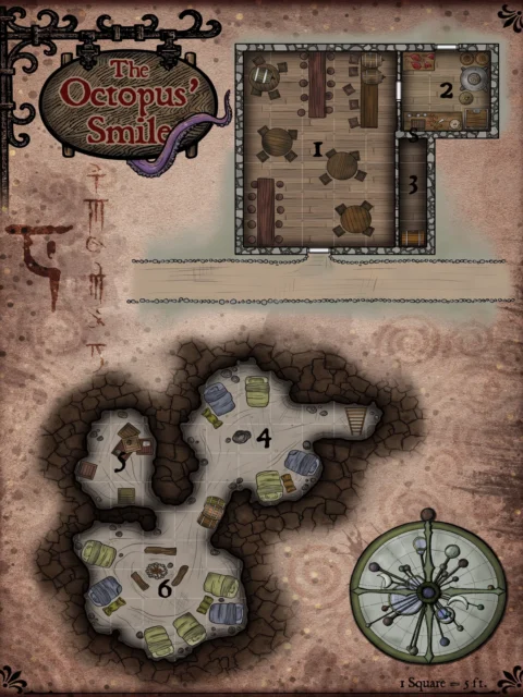 The Octopus Smile Fantasy Canvas Artwork from Elven Tower Cartography