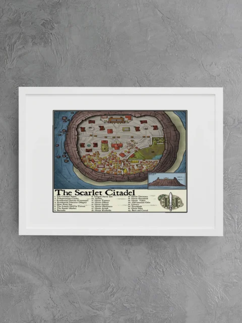 The Scarlet Citadel Fine Art Canvas from Elven Tower Cartography