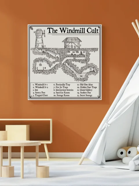 The Windmill Cult Canvas Wall Art from Elven Tower Cartography