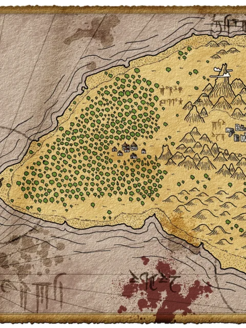 Alternative view of Treasure Island No Labels Fantasy Canvas Artwork from Elven Tower Cartography