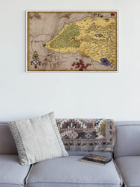 Treasure Island No Labels Fantasy Canvas Artwork from Elven Tower Cartography