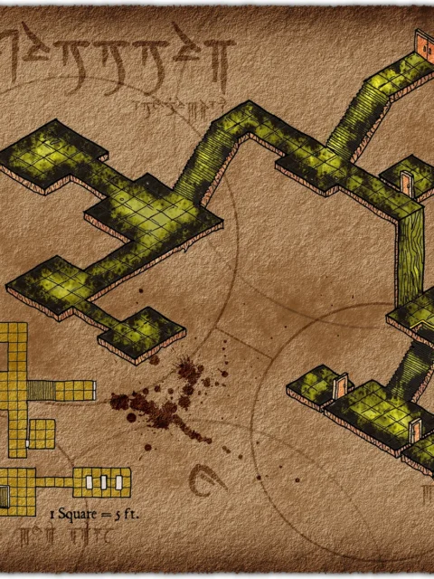 Alternative view of Underground Lair No Labels Fantasy Wall Art from Elven Tower Cartography