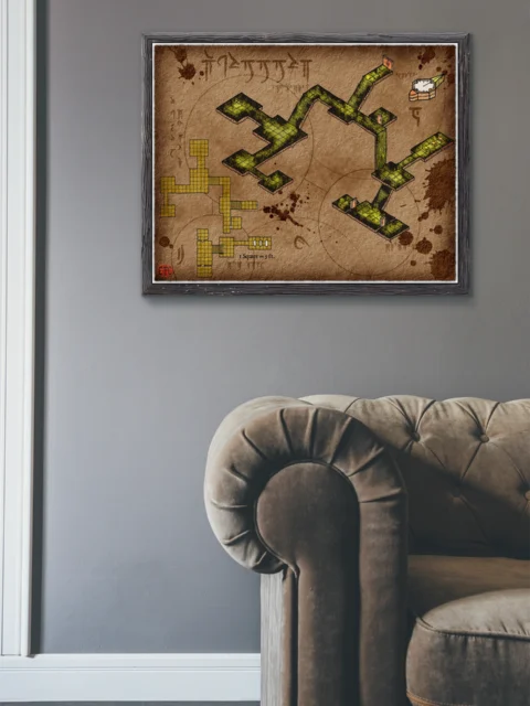 Underground Lair No Labels Fantasy Wall Art from Elven Tower Cartography