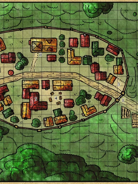 Alternative view of Walled Town Gallery Archival Print from Elven Tower Cartography