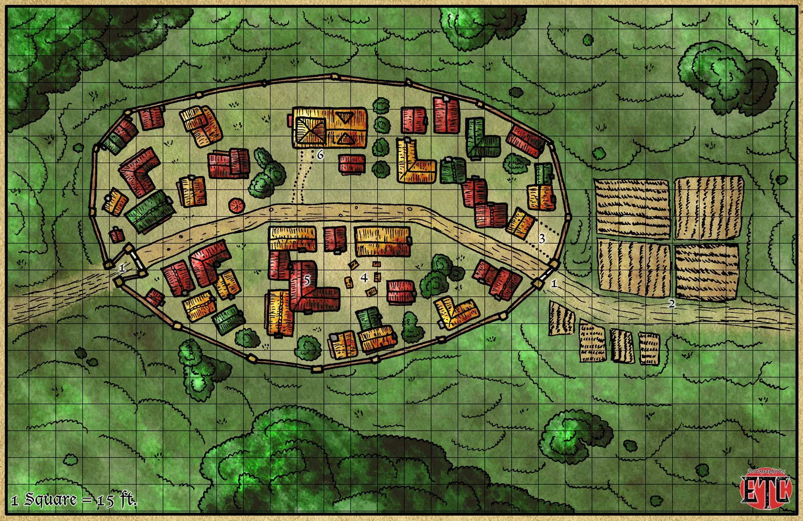 Walled Town Gallery Archival Print from Elven Tower Cartography - Image 2