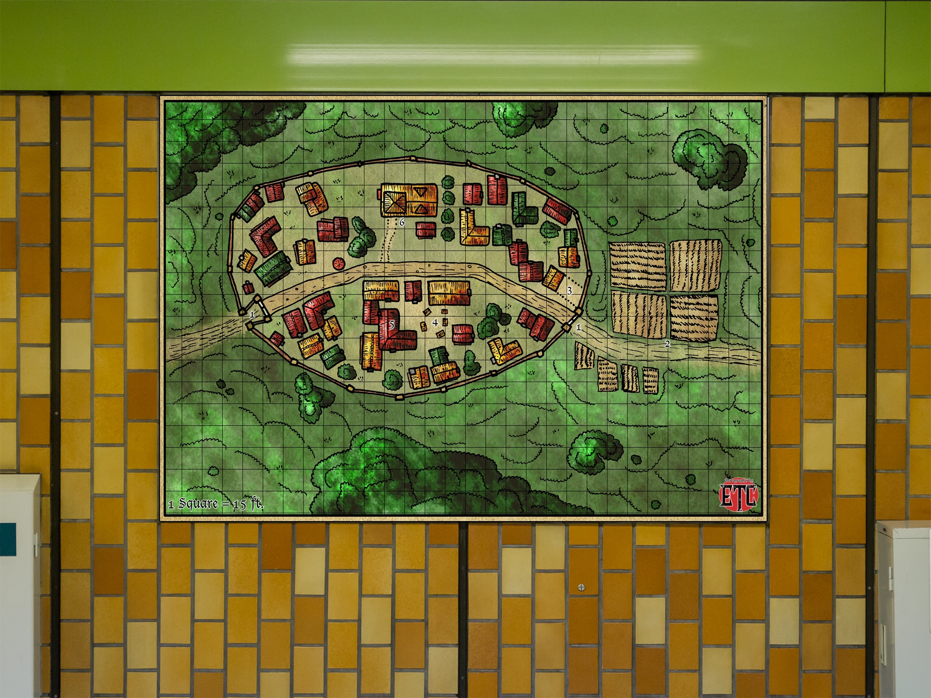 Walled Town Gallery Archival Print from Elven Tower Cartography