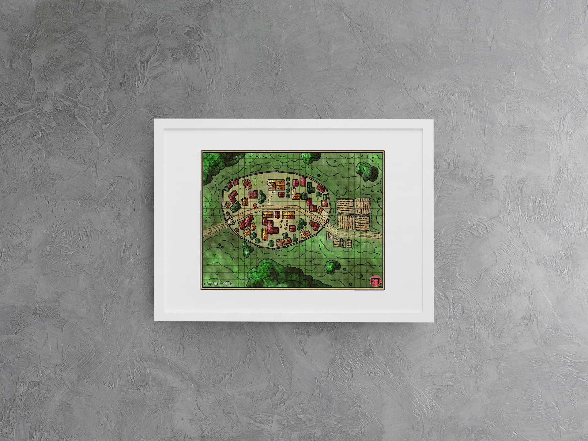 Walled Town Gallery Archival Print from Elven Tower Cartography - Image 3
