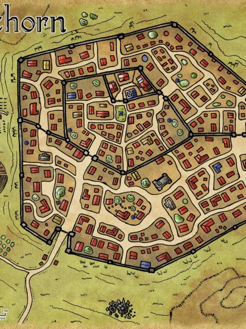 Alternative view of Whitehorn City Gallery Canvas Print from Elven Tower Cartography