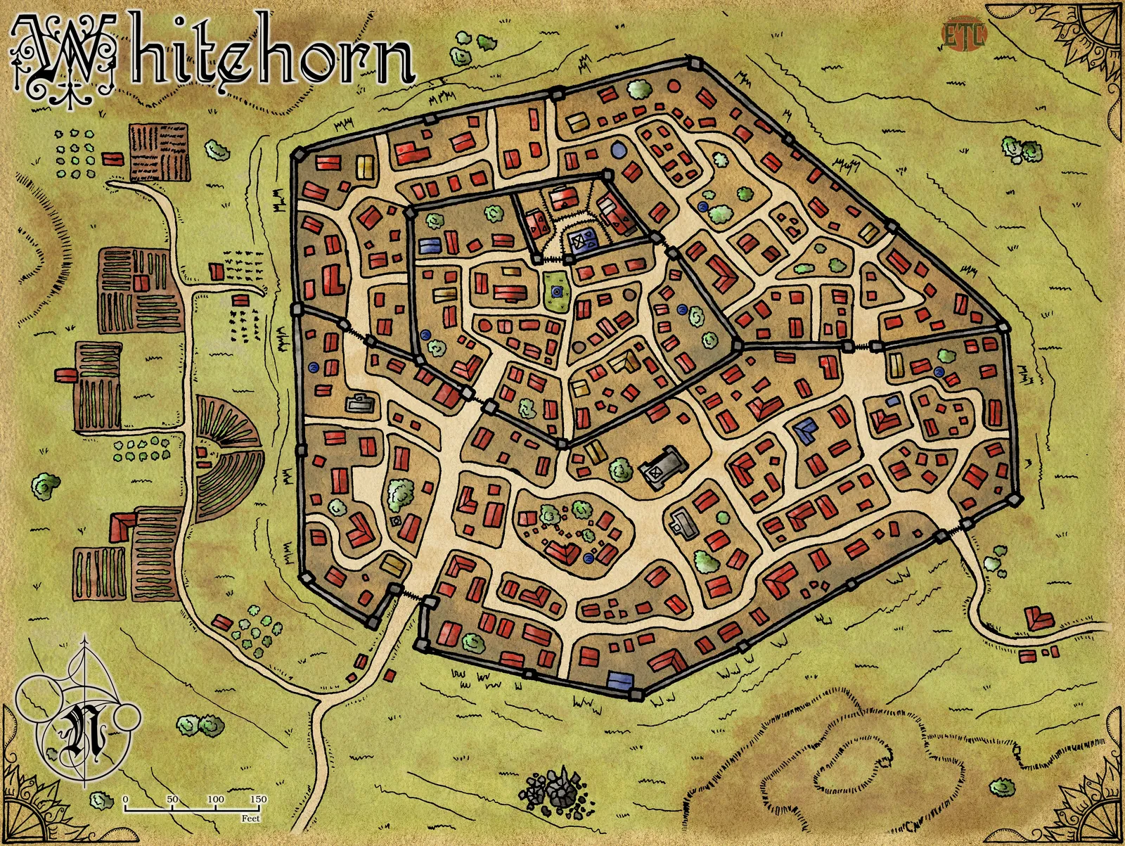 Whitehorn City Gallery Canvas Print from Elven Tower Cartography - Image 2