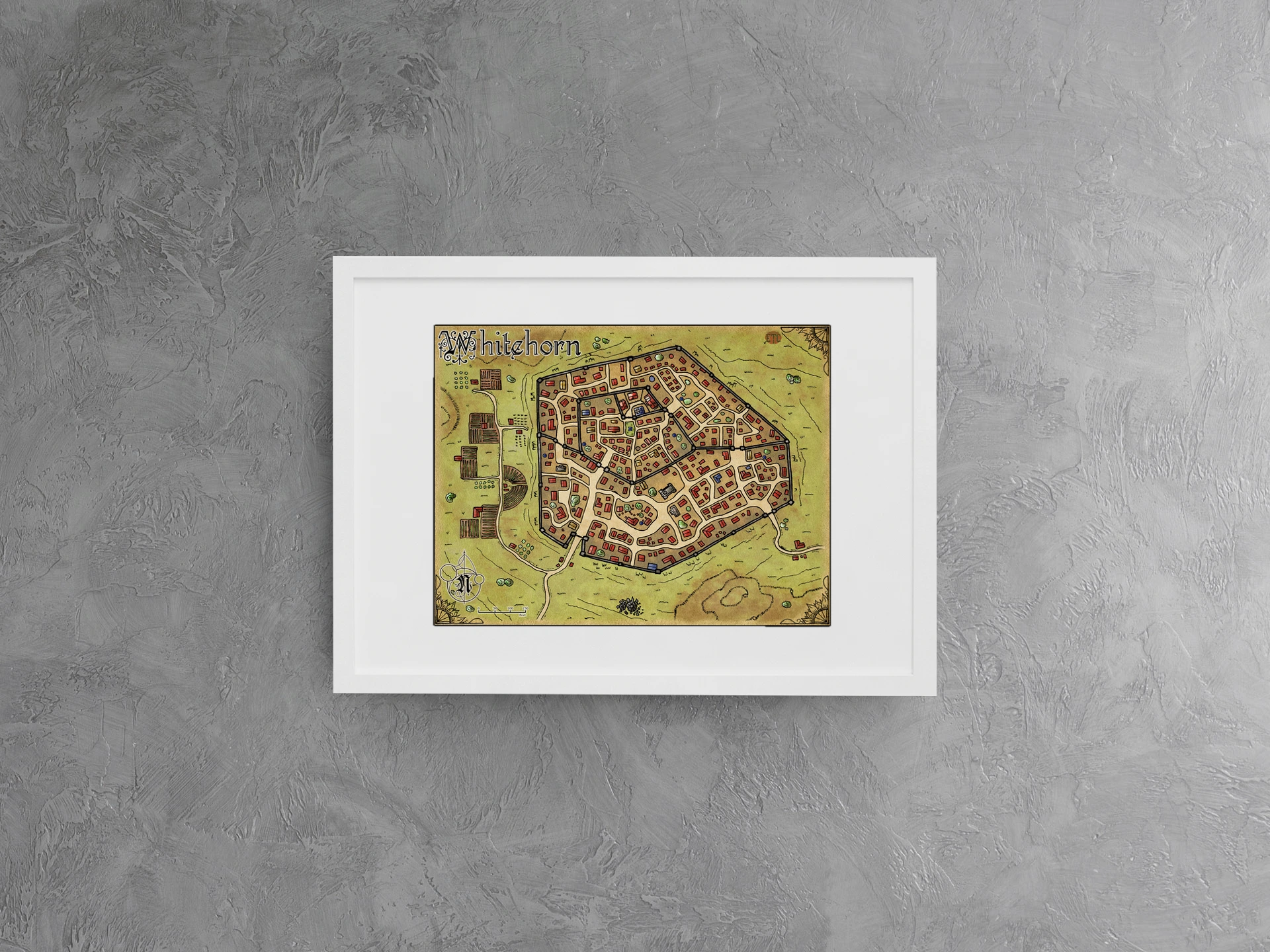 Whitehorn City Gallery Canvas Print from Elven Tower Cartography