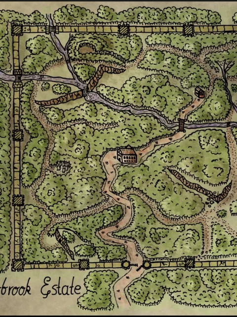 Alternative view of Willowbrook Estate Fantasy Canvas Print from Elven Tower Cartography