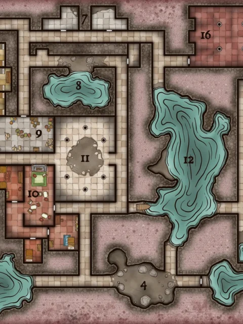 Alternative view of Worship Of The Atropus Fantasy Canvas Artwork from Elven Tower Cartography