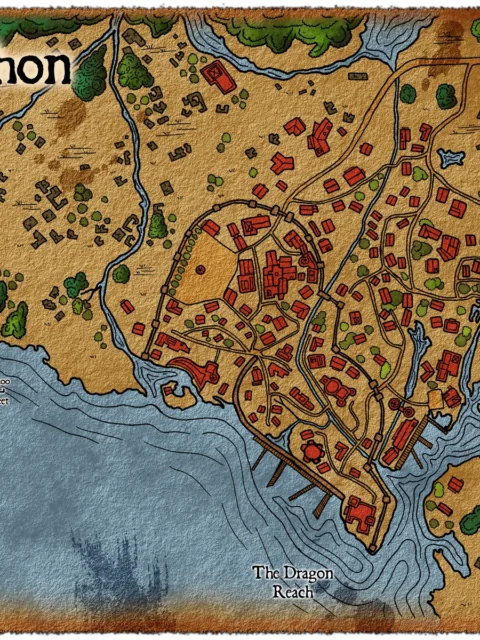 Alternative view of Ylraphon Fine Art Canvas from Elven Tower Cartography