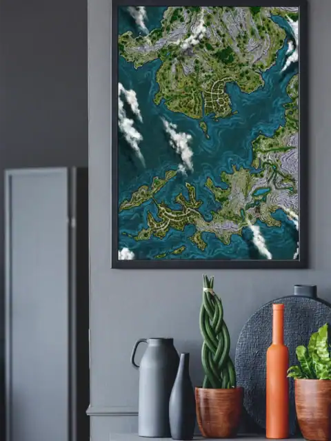 White roads forming circular and radial patterns through settlements.